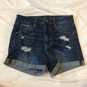 aeropostale high rise dark wash denim shorts
